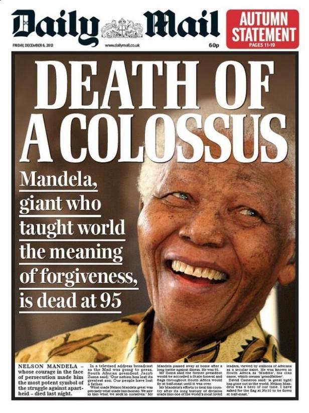 Titelseiten zum Tod von Nelson Mandela