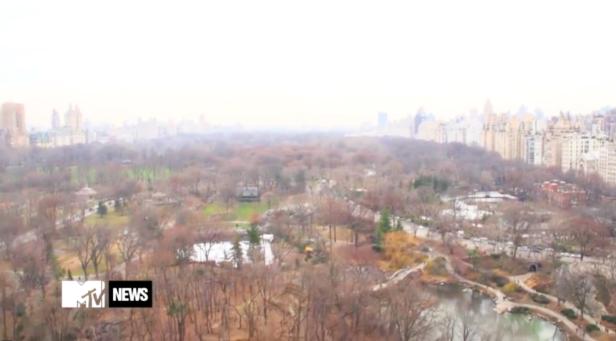 Ein Blick über den Central Park in New York City an einem trüben Tag.