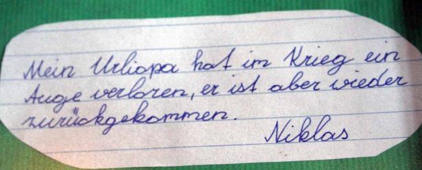 Jubel und Elend, 1. WK, Schallaburg, Kids der VS Artstetten präsentieren Handgeschriebenes