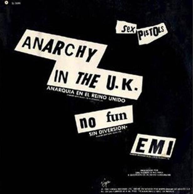 Das Cover der Single „Anarchy in the U.K.“ von den Sex Pistols mit dem EMI-Logo.