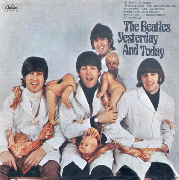 Das kontroverse Cover von The Beatles' Album „Yesterday and Today“ mit Puppen und Fleischstücken.