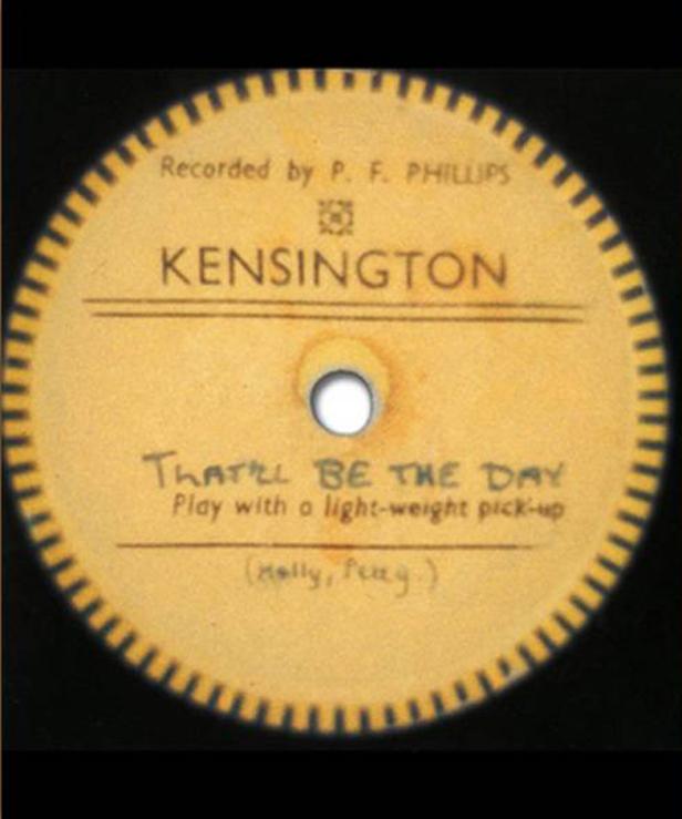 Das Etikett einer Schallplatte von Kensington mit dem Titel „That'll Be the Day“.