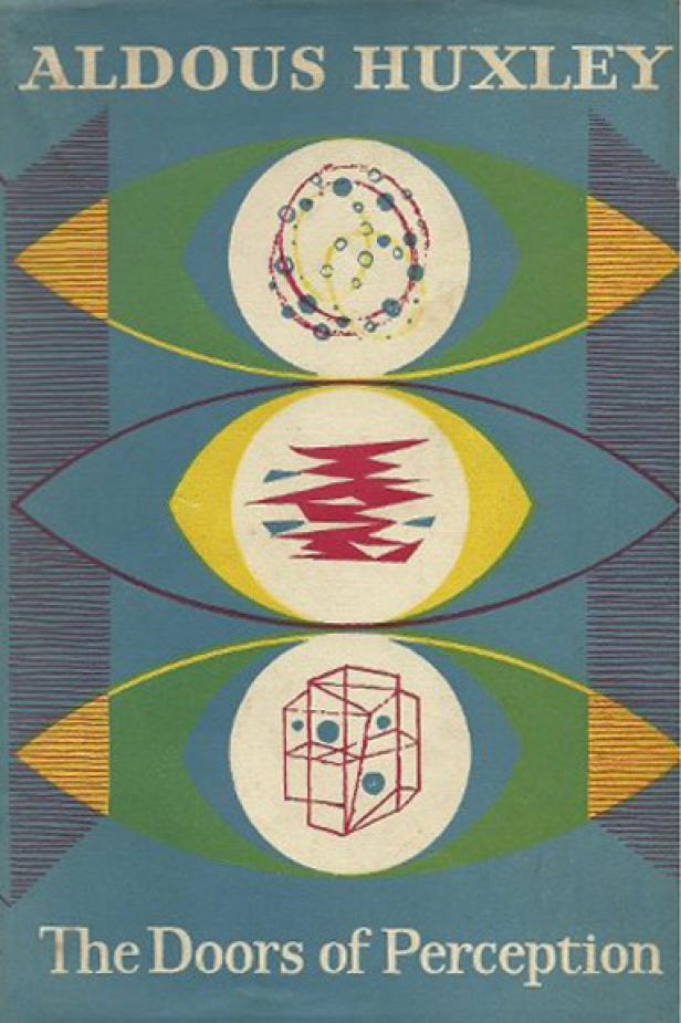 Das Buchcover von „The Doors of Perception“ von Aldous Huxley zeigt stilisierte Augen.