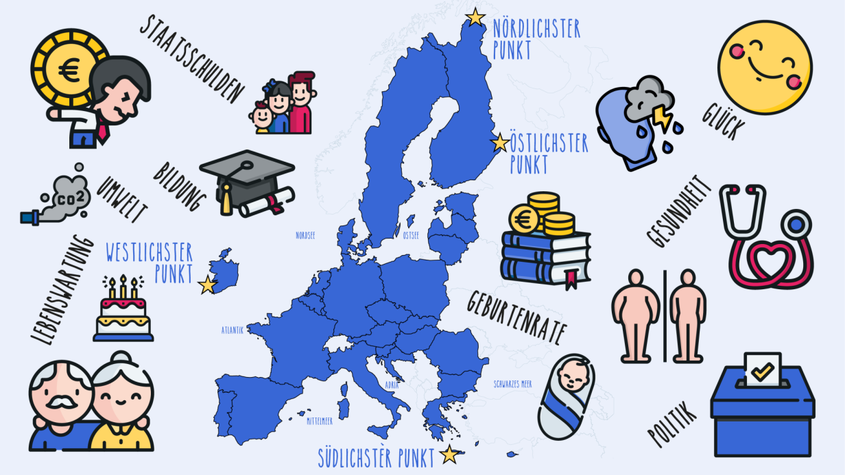 Landkarte der Superlativen Wo in Europa die glücklichsten Menschen wohnen