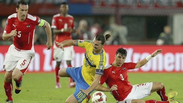 Fuchs Christian, Ibrahimovic Zlatan, Dragovic Aleksander - Österreich gegen Schweden 2014