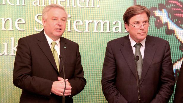 Haben in der Steiermark den Sparstift angesetzt: Landeshauptmann Franz Voves (r.) und sein Stellvertreter Hermann Schützenhöfer. Schuldenbremse: Länder können Vorgaben schaffen