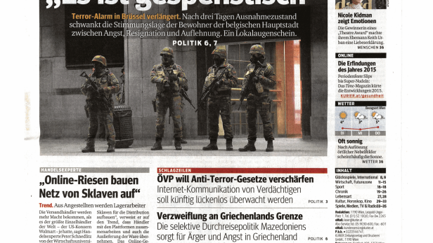 Schlagzeile vom 24.11.2015„Es ist gespenstisch“Kurier