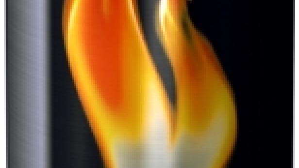 Eine Dose Burn Energy Drink mit Flammen-Logo und dem Schriftzug „Extra Stark“.
