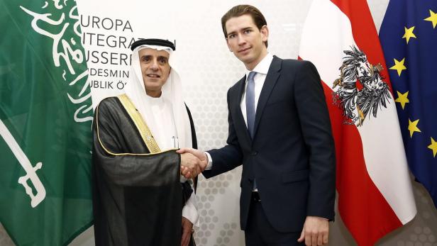 Saudischer Außenminister Al-Jubeir mit Amtskollegen Kurz (Bild in Wien)
