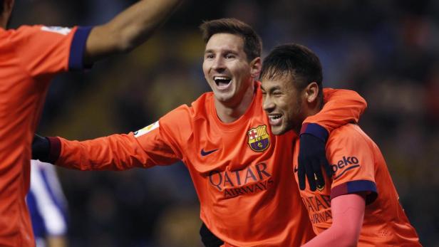 Neymar (r.) konnte Superstar Lionel Messi am Sonntag nur gratulieren