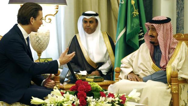 Außenminister Kurz und der saudische König Salman bin Abdulaziz al-Saud.