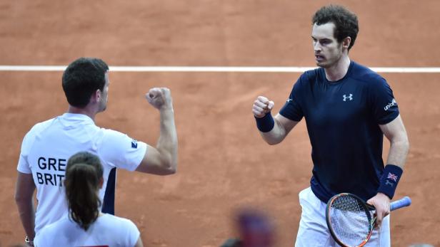TENNIS-DAVIS-BEL-GBR Andy Murray holte den ersten Punkt für Großbritannien.