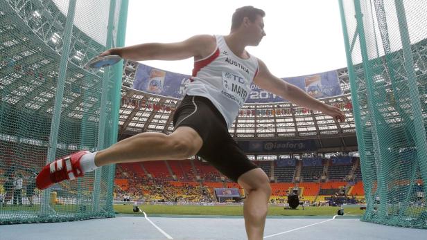Mayer of Austria competes in the men's discus thro