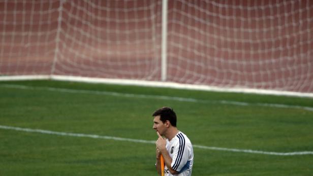 Argentina's Lionel Messi attends a soccer training