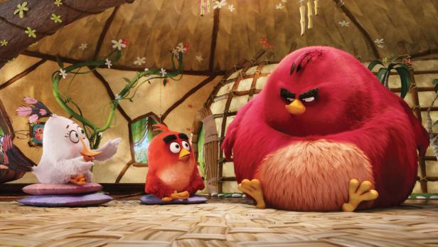 Selbsthilfegruppe im Anger-Management: Der weiße Vogel links versucht, die Teilnehmer – darunter Wutvogel Red (Mitte) – zu friedfertigen Vögeln zu erziehen: „Angry Birds“ 