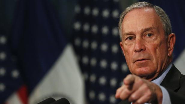New York City Mayor Michael Bloomberg gestures whi