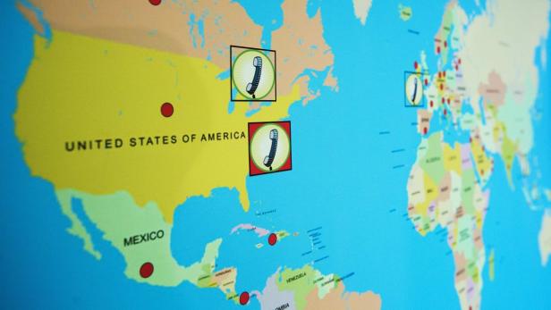 A map showing where call centers and victims invol