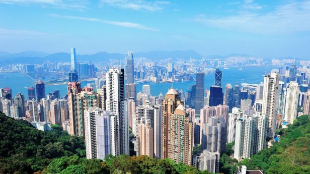 Urban architecture in Hong Kong Victoria Harbor in…