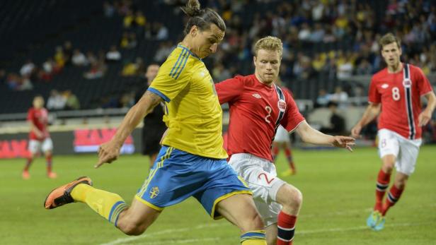 Sweden's Zlatan Ibrahimovic controls the ball agai