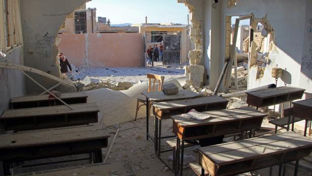 Die zerstörte Schule in der Provinz Idlib.