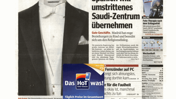 Schlagzeile vom 24.01.2015Spanien will umstrittenes Saudi-Zentrum übernehmenKurier