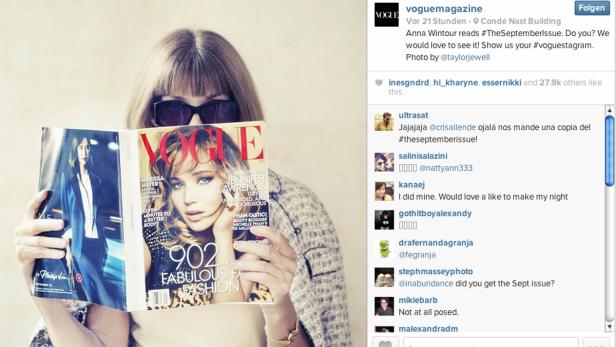 Erstes Selfie von Anna Wintour mit der Vogue September Issue