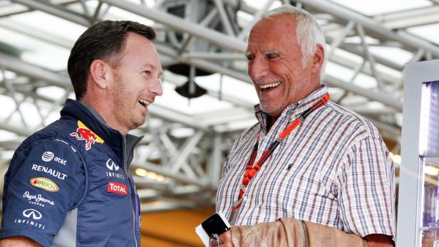 Trügerisch: Red-Bull-Teamchef Horner (links) und Konzernboss Mateschitz haben derzeit wenig zu lachen.
