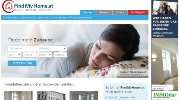 Eine Frau schläft auf einem Kissen auf der Webseite FindMyHome.at.