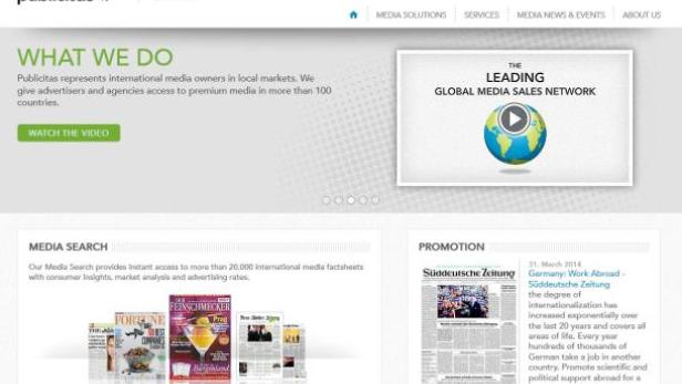 Die Webseite von Publicitas Austria mit Informationen zu Mediadienstleistungen.
