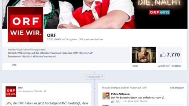 Screenshot der Facebook-Seite des ORF mit zwei Personen im Trachtenlook.
