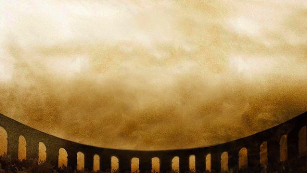 Das Poster für den Film „Gladiator“ zeigt das Kolosseum unter einem bewölkten Himmel.