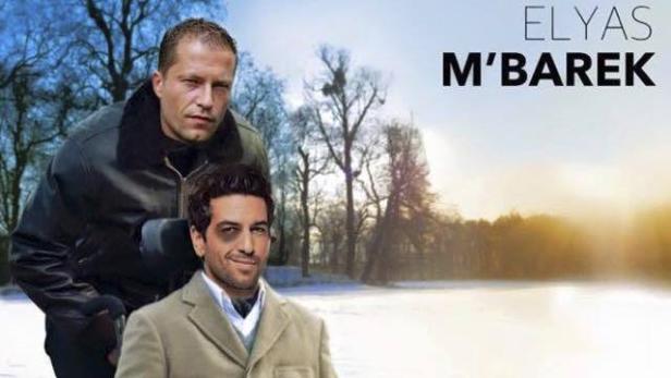 Der Schauspieler Elyas M'Barek vor einer winterlichen Landschaft.