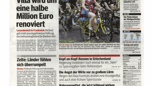 Schlagzeile vom 04.07.2015Elsners Villa wird um eine halbe Million Euro renoviertKurier
