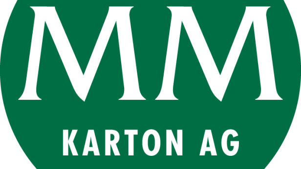 Das Logo der MM Karton AG mit grünem Hintergrund und weißer Schrift.