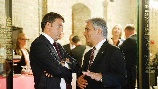 Bundeskanzler Werner Faymann trifft auf den italienischen Premierminister Matteo Renzi.