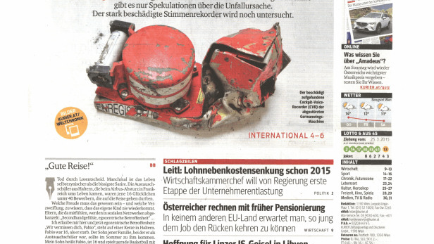 Schlagzeile vom 26.03.2015Das Airbus-RätselKurier
