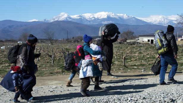 Flüchtlinge im Grenzgebiet von Griechenland und Mazedonien.