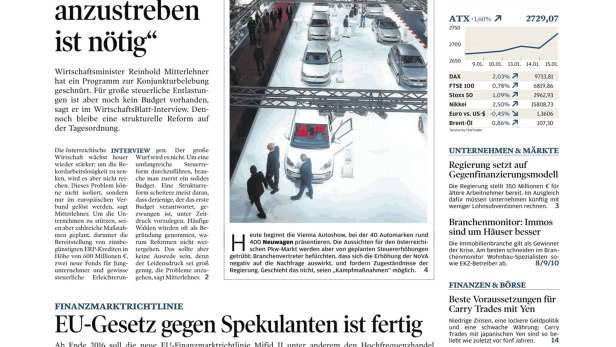 Schlagzeile vom 16.01.2014„Nulldefizit als Ziel anzustreben ist nötig“Wirtschaftsblatt