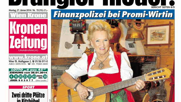 Schlagzeile vom 27.01.2014Autolenker sticht Drängler nieder! Kronen Zeitung Gesamt