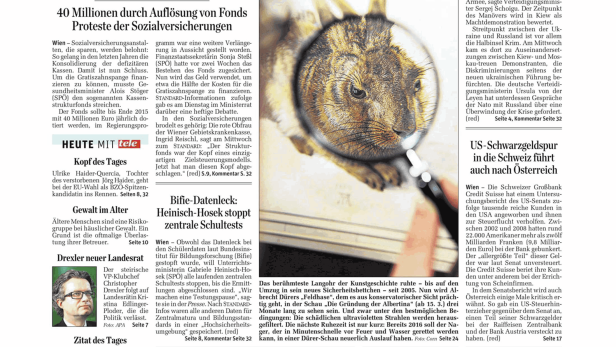 Schlagzeile vom 27.02.2014Regierung nimmt Kassen Geld weg für GratiszahnspangeDer Standard
