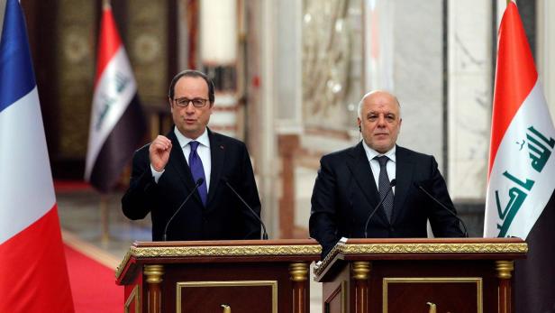 Frankreichs Präsident Hollande und Iraks Regierungschef Haidar al-Abadi.