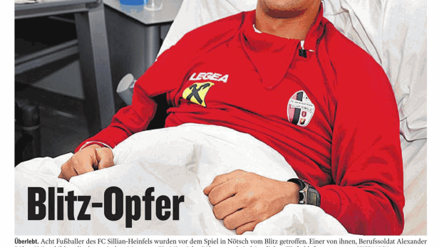 Alexander Böhm, ein Fußballspieler, liegt nach einem Blitzschlag im Krankenhaus.