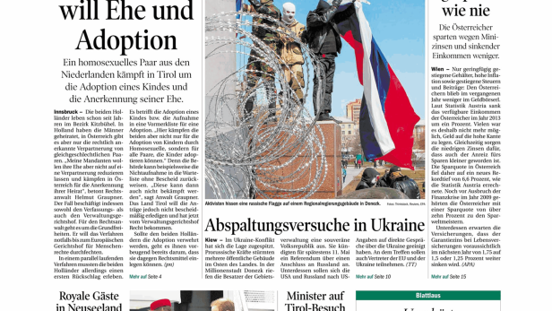 Aktivisten hissen eine russische Flagge auf einem Regionalregierungsgebäude in Donezk.