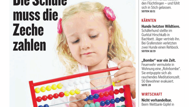 Schlagzeile vom 12.04.2014Die Schule muss die Zeche zahlenKleine Zeitung Kärnten