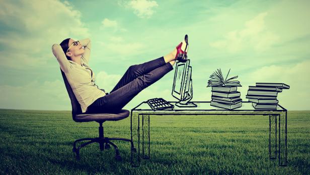 young businesswoman relaxing sitting in the office