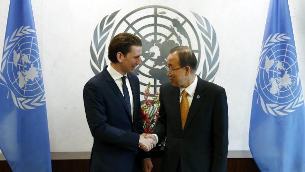 Außenminister Sebastian Kurz hatte ein 30-minütiges Treffen mit UN-Generalsekretär Ban Ki-moon (re.)