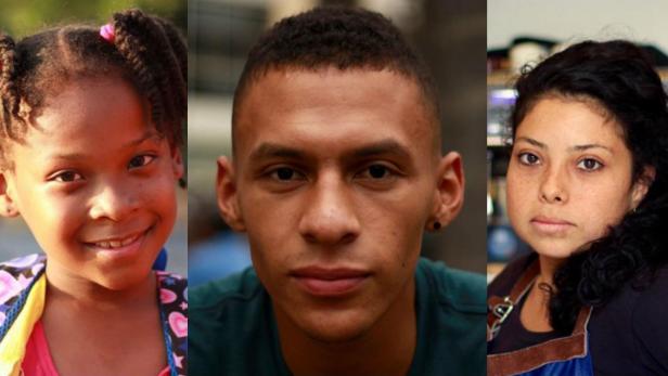 Ein Triptychon mit den Porträts eines jungen Mädchens, eines jungen Mannes und einer jungen Frau.