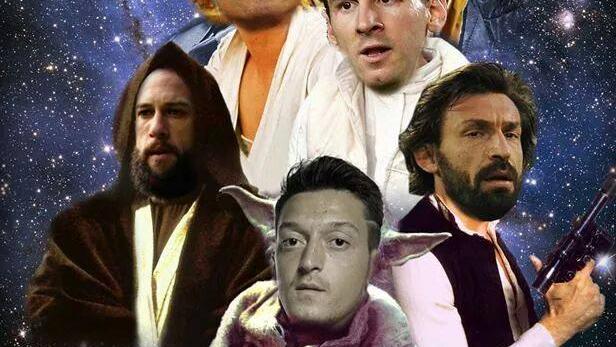 Ein „Star Wars“-Poster mit den Gesichtern von Fußballspielern wie Messi und Ronaldo, das im Juni erscheinen soll.