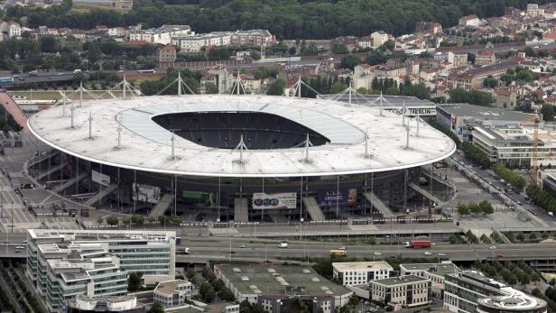 Luftaufnahme des Stade de France in Saint-Denis, nördlich von Paris.