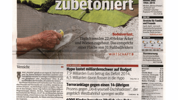 Schlagzeile vom 31.03.2015Österreich wird zubetoniertKurier